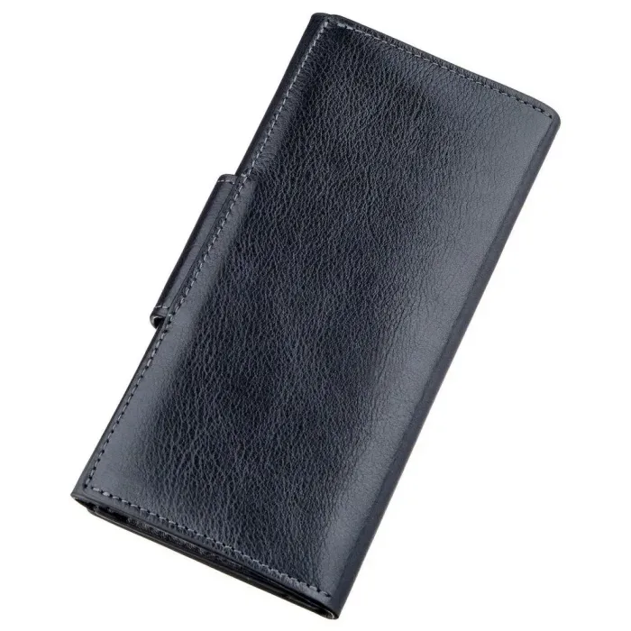 Добротний вертикальний клатч унісекс на хлястиці з магнітом GRANDE PELLE 11221 Синій