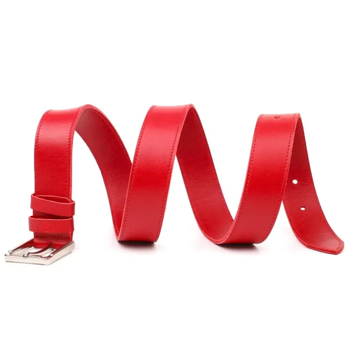 Добротный женский ремень под джинсы из натуральной кожи Grande Pelle 21455 Красный