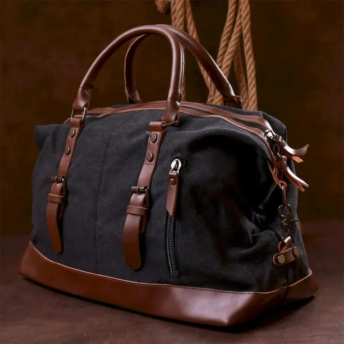 Дорожня сумка текстильна Vintage 20170 Чорна