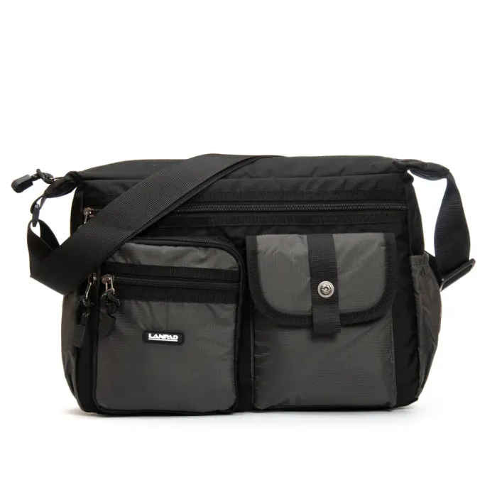 Сумка Мужская На Плечо нейлон Lanpad 26001 grey почтальон