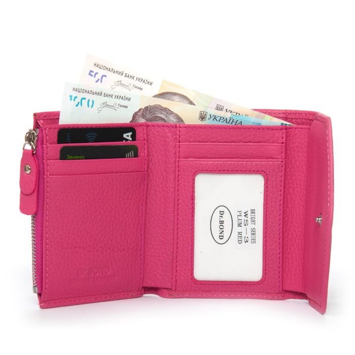 Кошелек Bright Женский кожа DR. BOND WS-3 plum-red