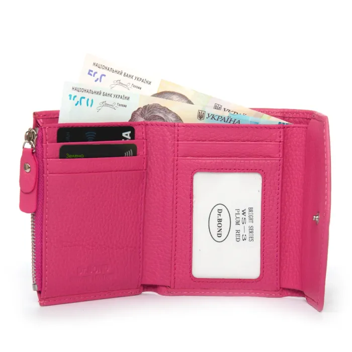 Кошелек Bright Женский кожа DR. BOND WS-3 plum-red