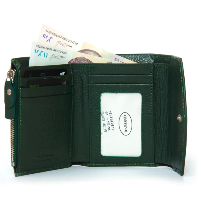 Кошелек Bright Женский кожа DR. BOND WS-3 green