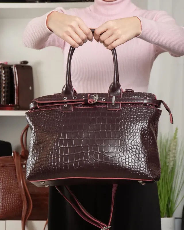 Сумка Женская Классическая кожа ALEX RAI 00108 bordo