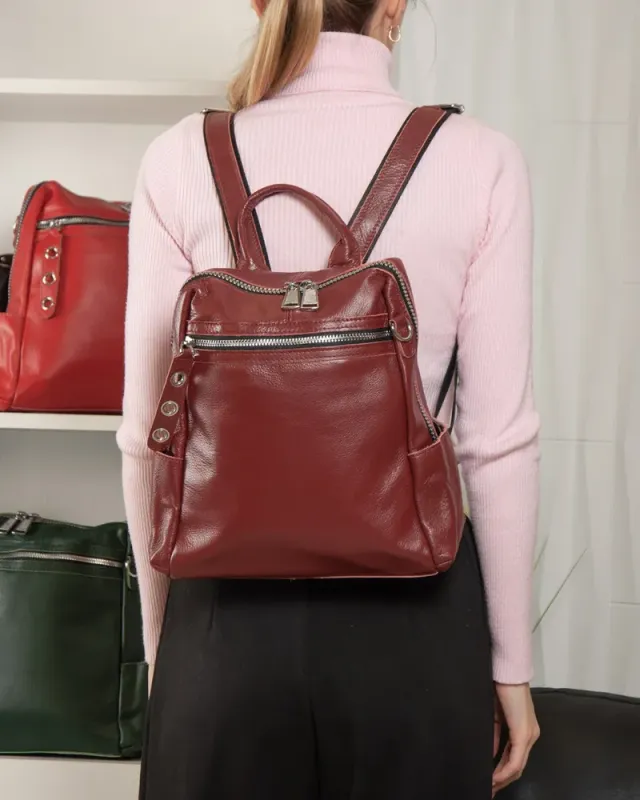 Сумка Женская Рюкзак кожа ALEX RAI 8781-9 bordo