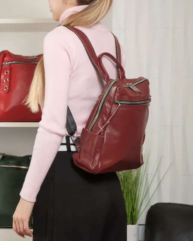 Сумка Женская Рюкзак кожа ALEX RAI 8781-9 bordo