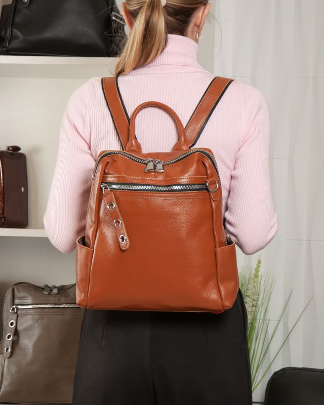 Сумка Женская Рюкзак кожа ALEX RAI 8781-9 camel