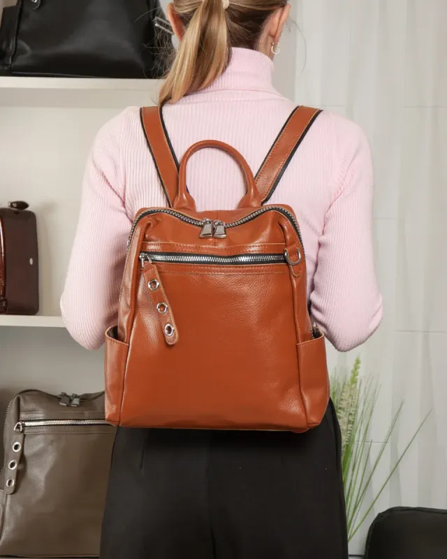 Сумка Женская Рюкзак кожа ALEX RAI 8781-9 camel