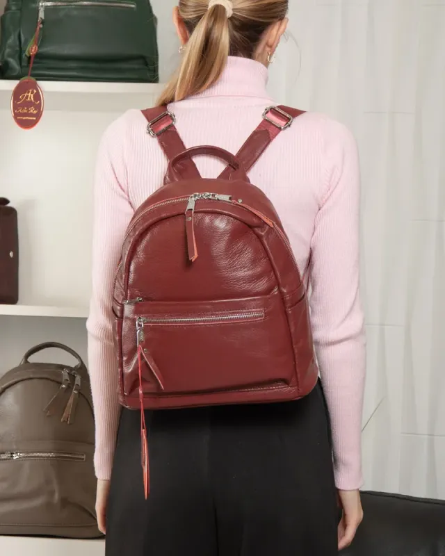 Сумка Женская Рюкзак кожа ALEX RAI 8635-9 bordo