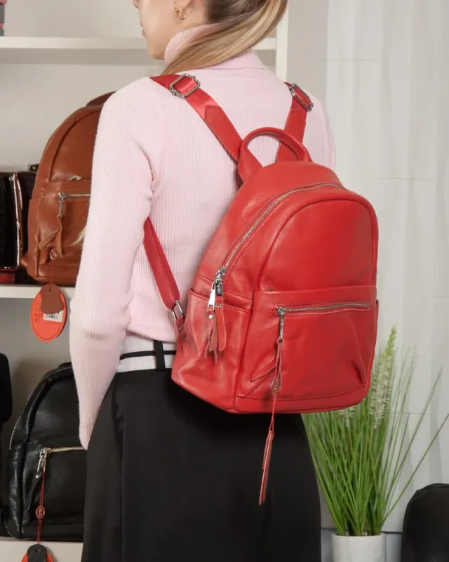 Сумка Женская Рюкзак кожа ALEX RAI 8635-9 red