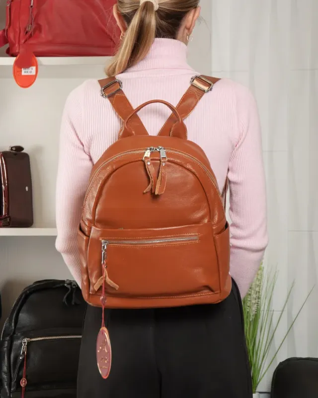 Сумка Женская Рюкзак кожа ALEX RAI 8635-9 camel