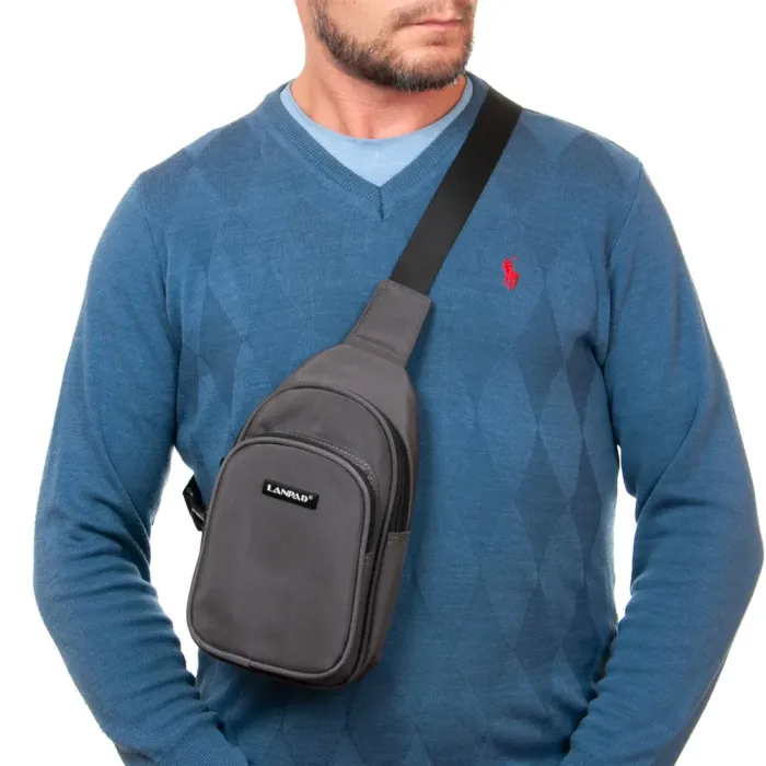 Сумка Мужская На Плечо нейлон Lanpad 63744 gray