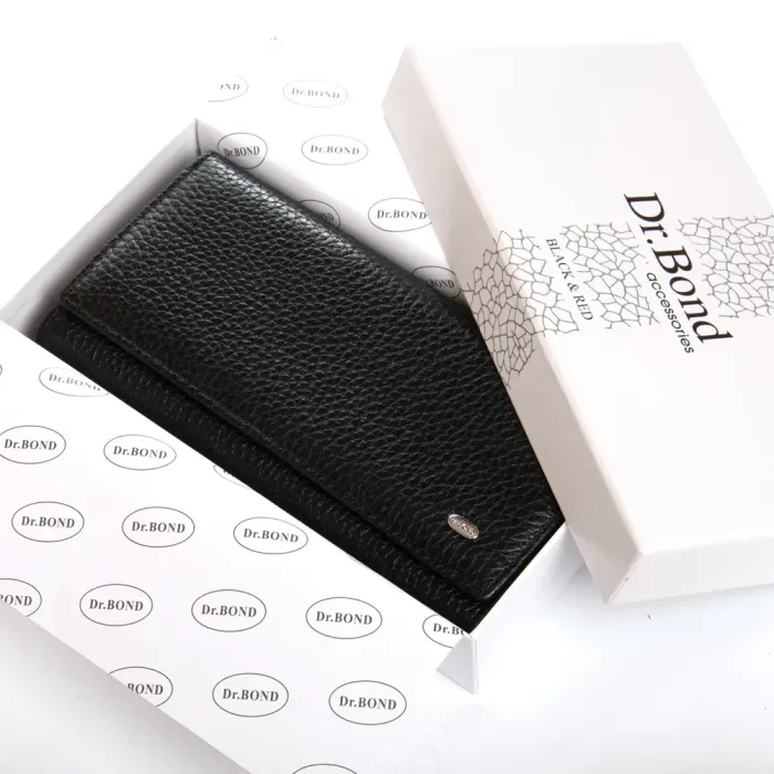 Кошелек BR Женский кожа DR. BOND W46-4 black-red