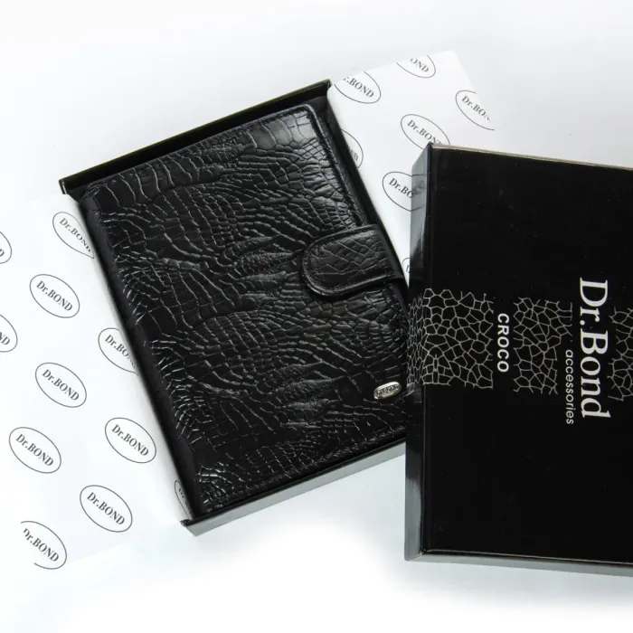 Кошелек Classic Мужской croco кожа DR. BOND M1CR2 black