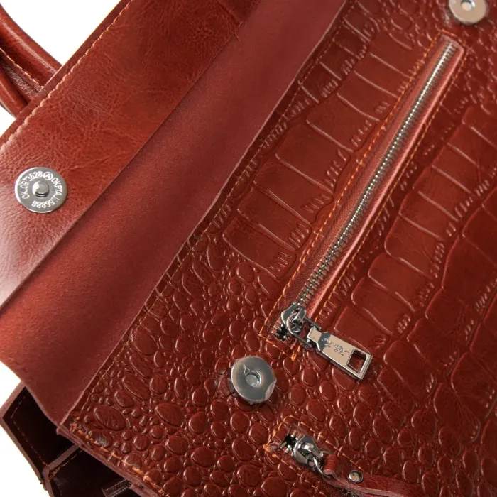 Сумка Женская Классическая кожа ALEX RAI 5052 camel croco