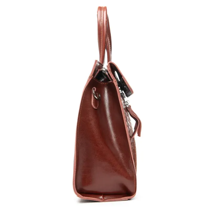 Сумка Женская Классическая кожа ALEX RAI 5052 camel croco