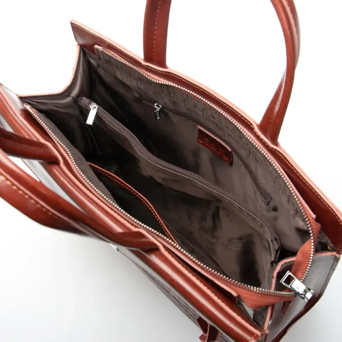 Сумка Женская Классическая кожа ALEX RAI 5052 camel croco