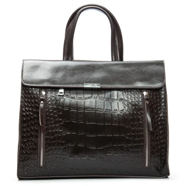 Сумка Женская Классическая кожа ALEX RAI 5052 brown croco
