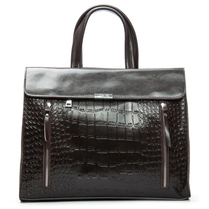 Сумка Женская Классическая кожа ALEX RAI 5052 brown croco