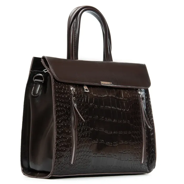 Сумка Женская Классическая кожа ALEX RAI 5052 brown croco