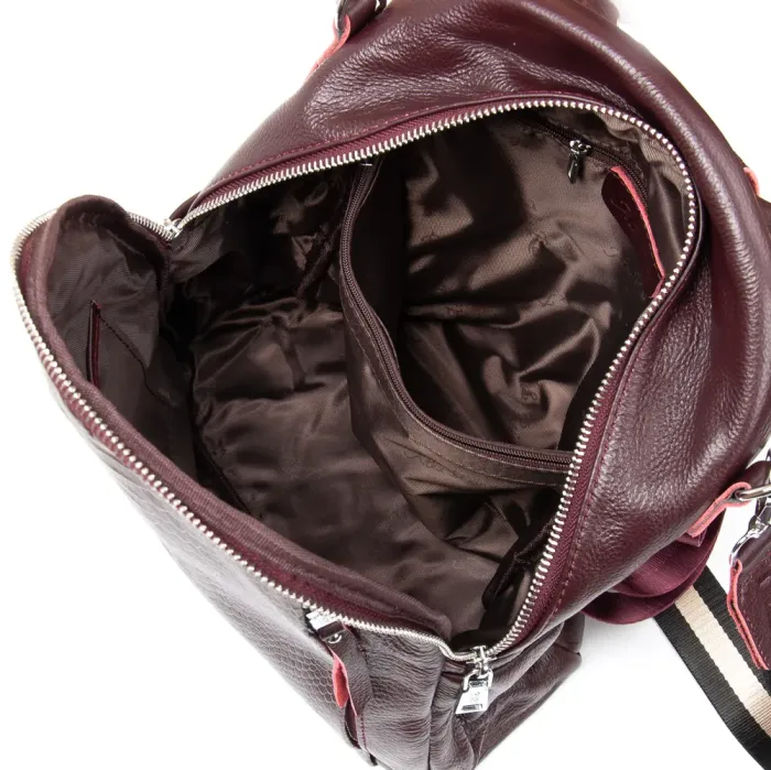 Сумка Женская Рюкзак кожа ALEX RAI 8907-9 wine red