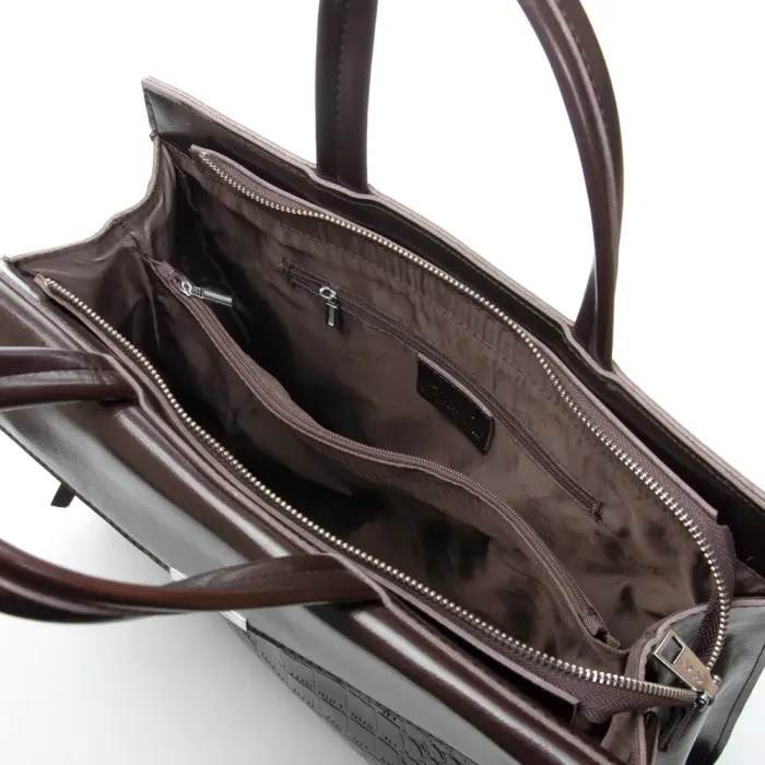 Сумка Женская Классическая кожа ALEX RAI 5052 brown croco