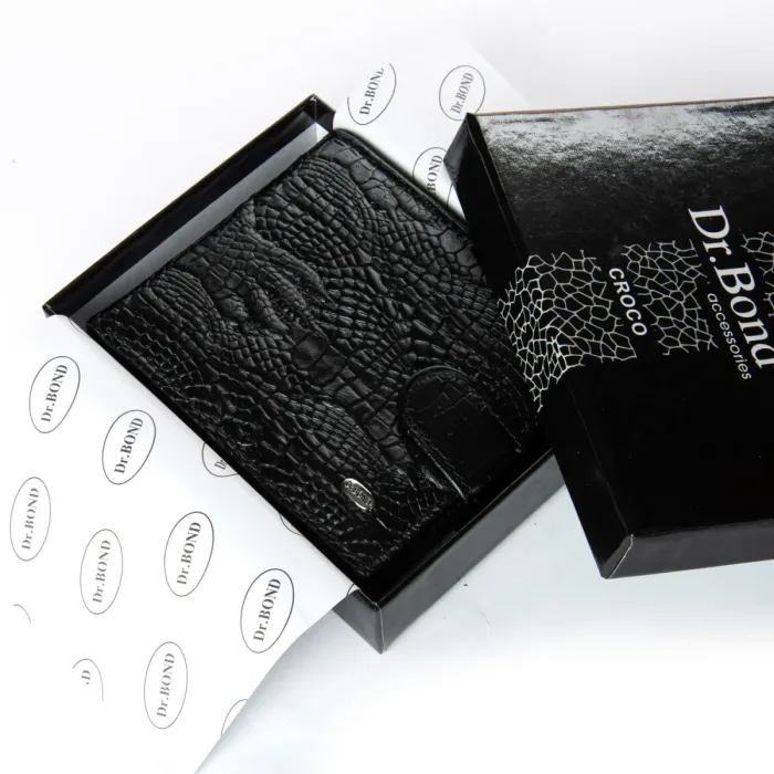 Кошелек Classic Мужской croco кожа DR. BOND M2CR2 black