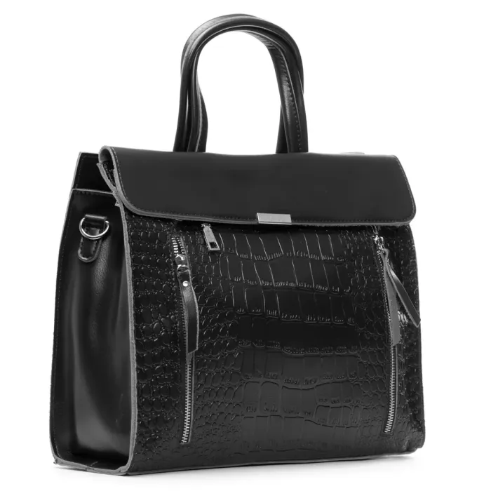 Сумка Женская Классическая кожа ALEX RAI 5052 black croco