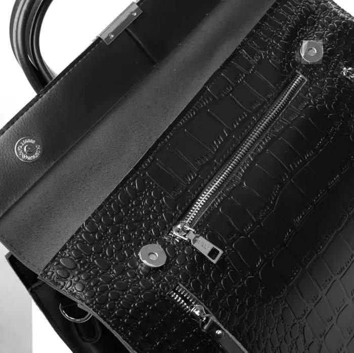 Сумка Женская Классическая кожа ALEX RAI 5052 black croco