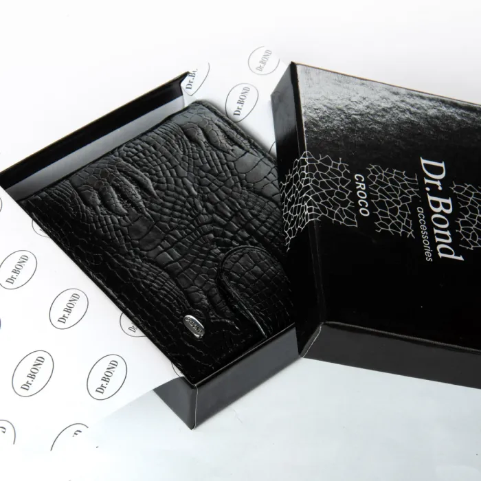Кошелек Classic Мужской croco кожа DR. BOND M3CR2 black