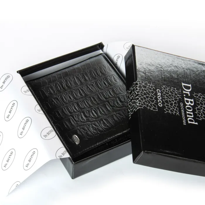 Кошелек Classic Мужской croco кожа DR. BOND MSM-3CR1 black