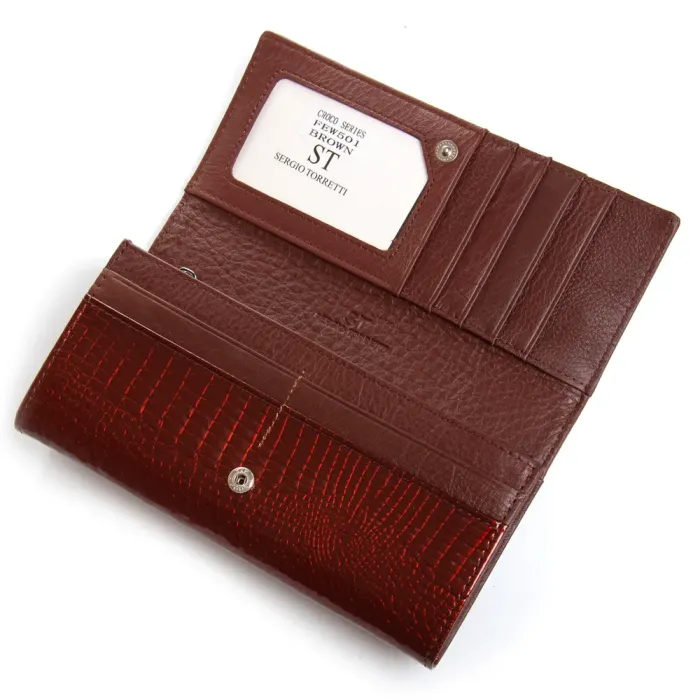 Кошелек LR Женский кожа-лак SERGIO TORRETTI FEW501 brown