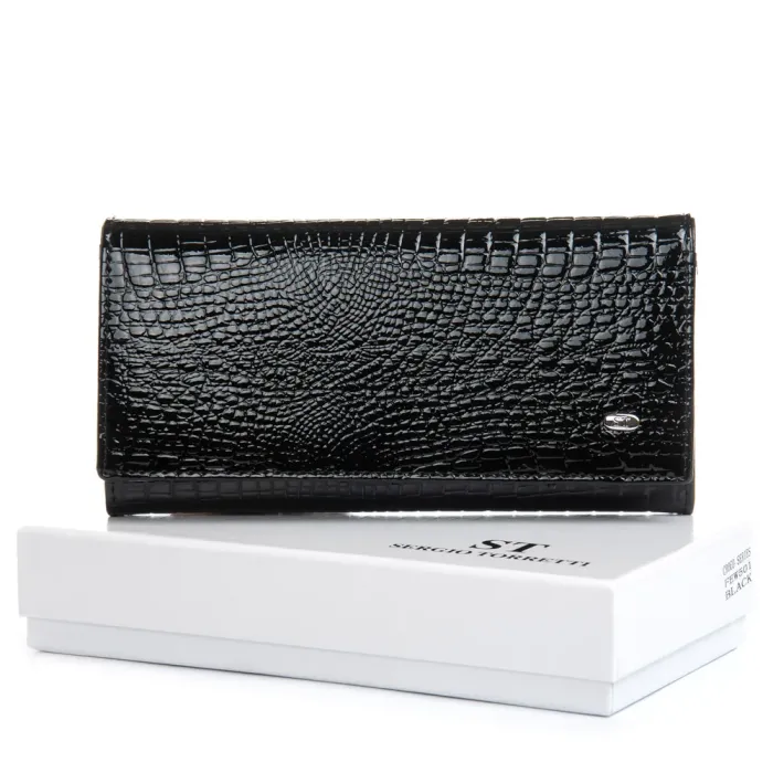 Кошелек LR Женский кожа-лак SERGIO TORRETTI FEW501 black