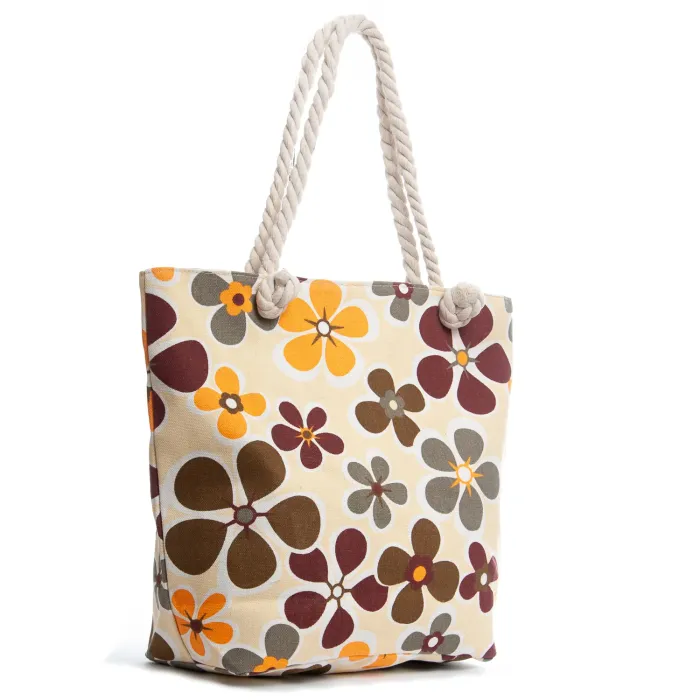 Сумка Женская Пляжная текстиль LUXEVA 5028-15 beige цветы