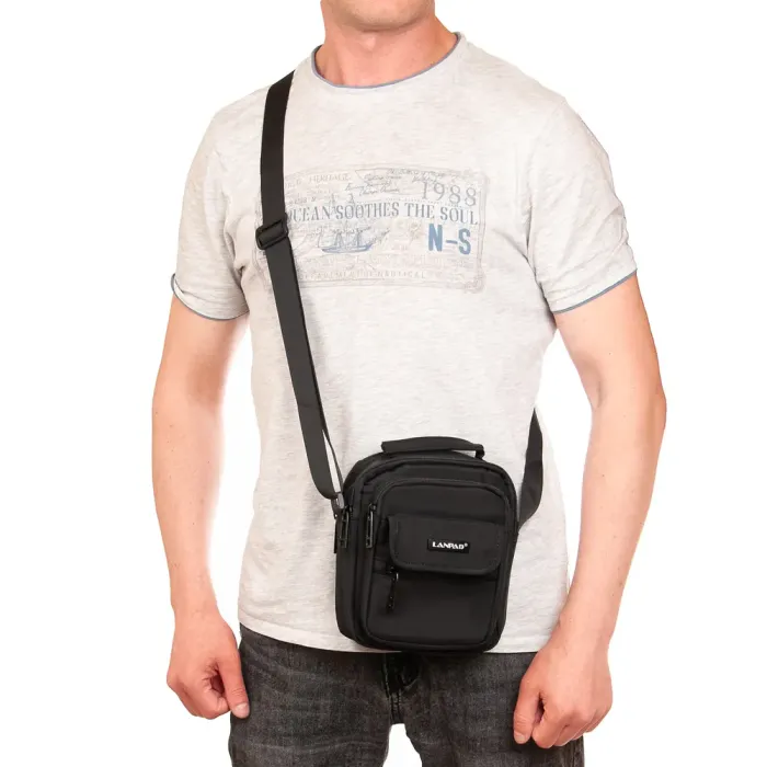 Сумка чоловіча на пояс нейлон Lanpad 36011 black спорт