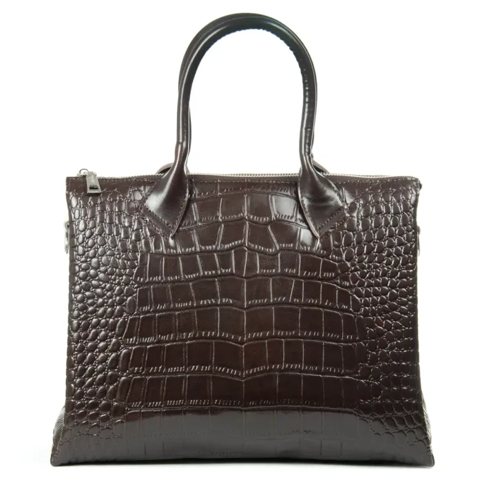 Сумка Женская Классическая кожа ALEX RAI 1561 brown croco