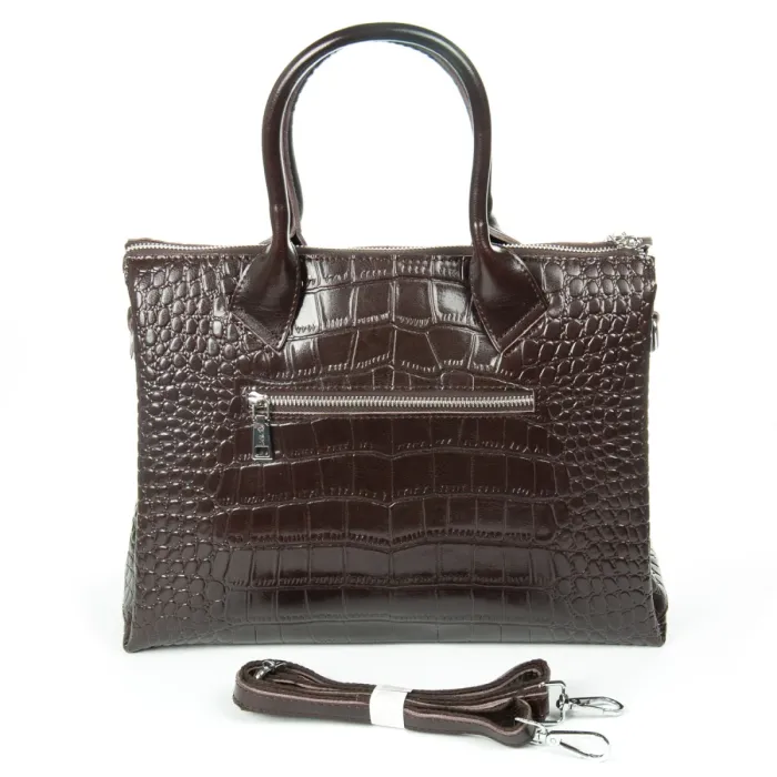 Сумка Женская Классическая кожа ALEX RAI 1561 brown croco