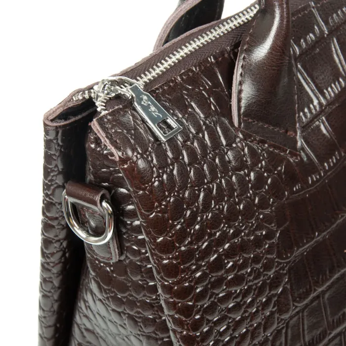 Сумка Женская Классическая кожа ALEX RAI 1561 brown croco