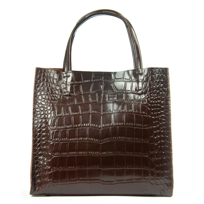 Сумка Женская Классическая кожа ALEX RAI 1564 brown croco