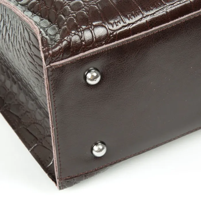 Сумка Женская Классическая кожа ALEX RAI 1564 brown croco