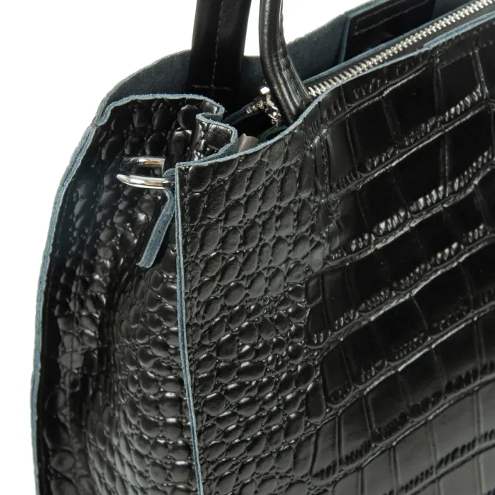 Сумка Женская Классическая кожа ALEX RAI 1564 black croco