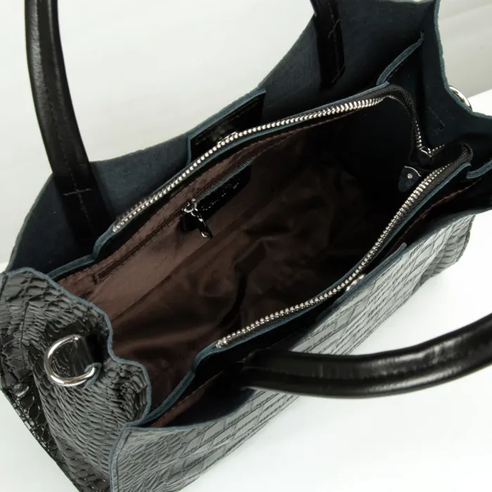 Сумка Женская Классическая кожа ALEX RAI 1564 black croco