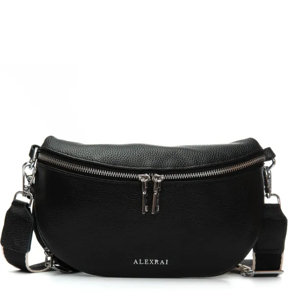 Сумка Женская Классическая кожа ALEX RAI 99127 black бананка
