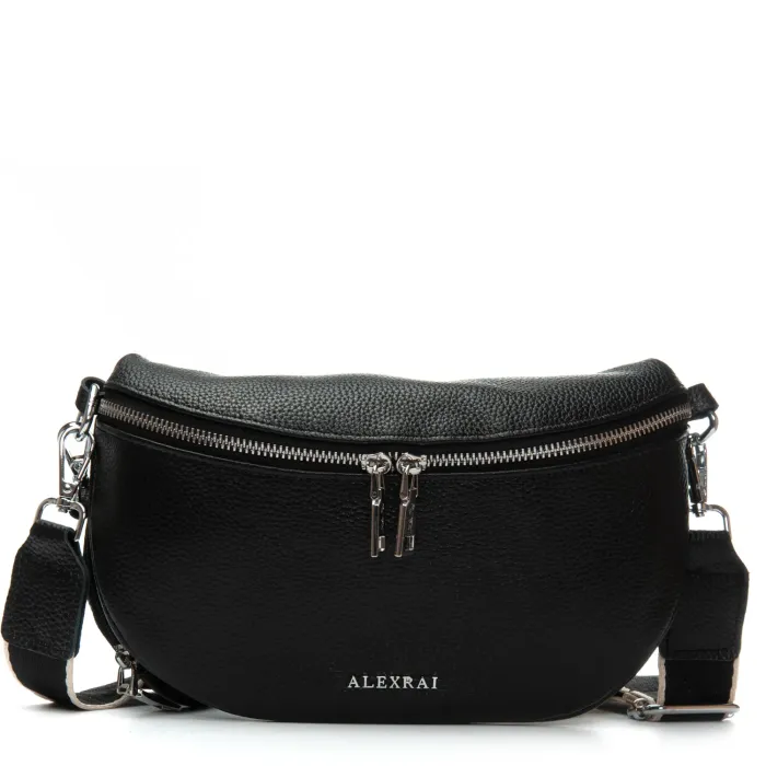 Сумка Женская Классическая кожа ALEX RAI 99127 black бананка