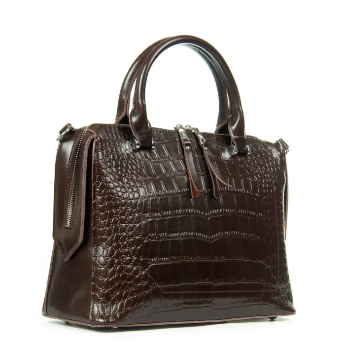 Сумка Женская Классическая кожа ALEX RAI 8542 brown croco