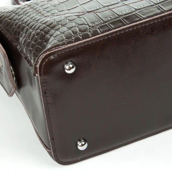 Сумка Женская Классическая кожа ALEX RAI 8542 brown croco