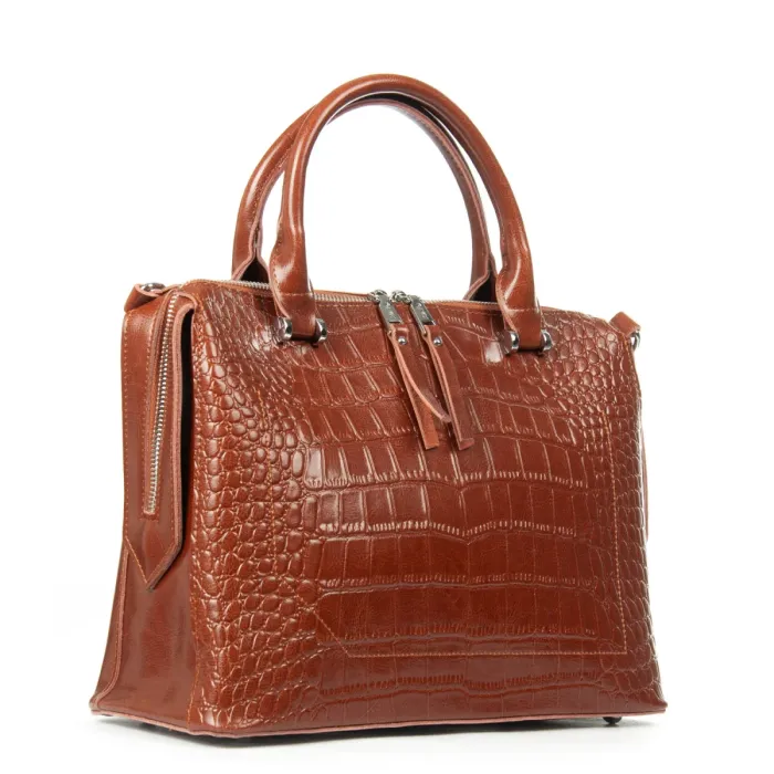 Сумка Женская Классическая кожа ALEX RAI 8542 coffee croco