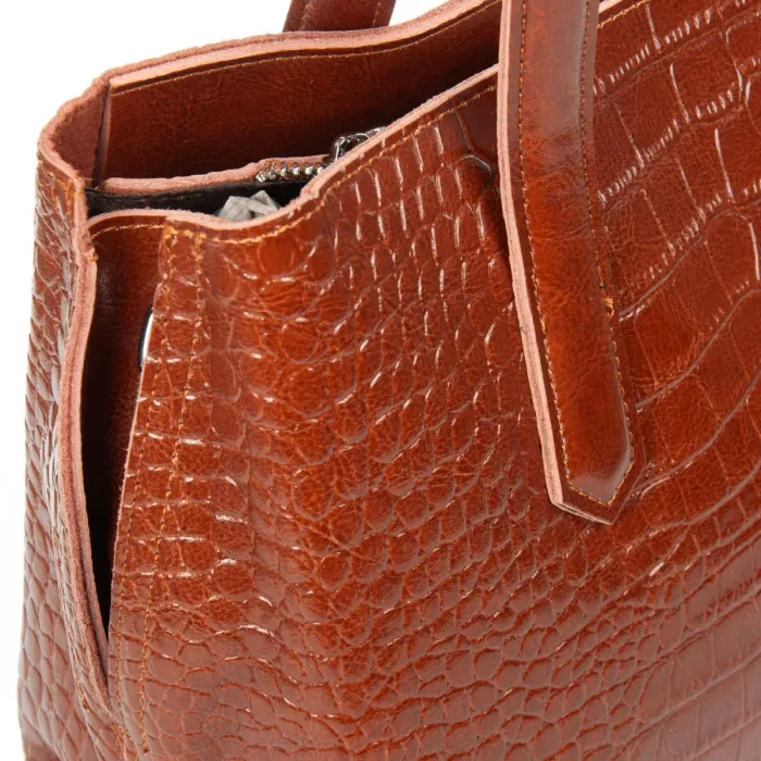 Сумка Женская Классическая кожа ALEX RAI 8815 coffee croco