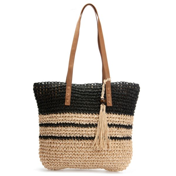 Сумка Женская Плетеная LUXEVA 0006 black beige