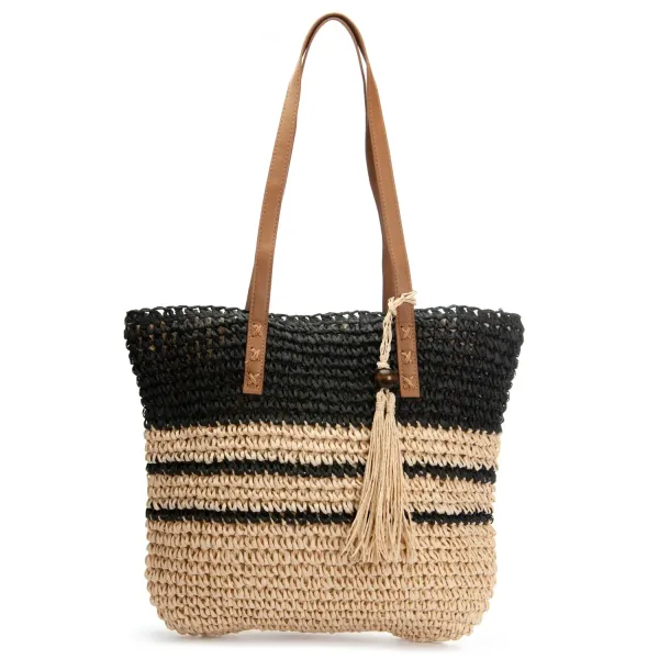 Сумка Женская Плетеная LUXEVA 0006 black beige